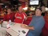 Former Toronto Maple Leaf, Ian Turnbull at the table with John Downing (BASC 1985 ENG) and his son, Marc.